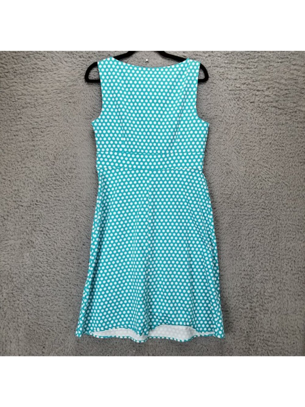 Spense Dress Womens 10 Turquoise Blue & White Polka Dot Sleeveless - Picture 9 of 10